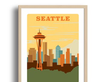 Seattle Art Print - Home Decor - Seattle city art - Wall Art - Museum Art Print - Giclée Art- City art print - Prints Wholesale
