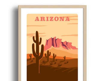 Arizona state Print - Home Decor - Arizona illustration - Wall Art - Museum Art Print - Giclée Art - US state art print - Wholesale Prints