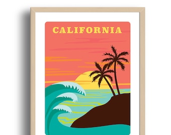 California state Print - Home Decor - California illustration - Wall Art - Museum Art Print - Giclée Art - US state art print - Wholesale