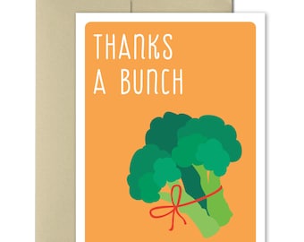 Funny Thank you Card - Humor Cards - Thank you notes - Note Cards - Food Cards - Punny cards -  Puns - Thanks A Bunch - Blanck card