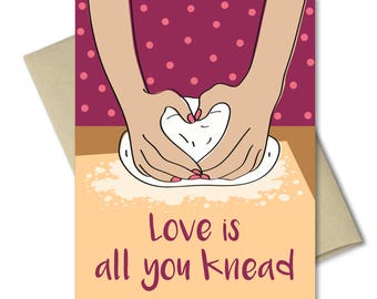 Süße Liebeskarte - Punny Karte - Für Sie - Jubiläumskarte - Niedliche Grußkarten - Valentinstagskarte -Alles was du brauchst ist Liebe -Für Frau -Freundin