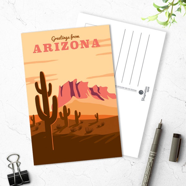 Arizona state postcard - USA postcards - State postcard set - Arizona souvenir - Landmarks - Vintage inspired postcard - Travel postcard