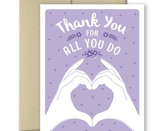 Blank Thank you Card - Thank you notes - Note Cards - Thank You For All You Do - For Doctor - For Nurse - For Teacher - For Frontline worker