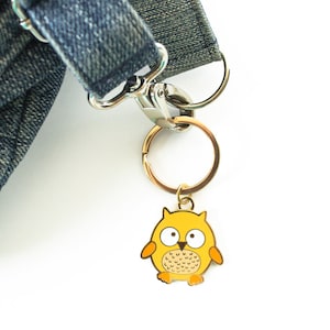 30% OFF - Owl Enamel Keychain - Cute Key Ring - Hard Enamel Keychain - Key Fob - Bag Charm - Kawaii - Owl accessory - Owl charm