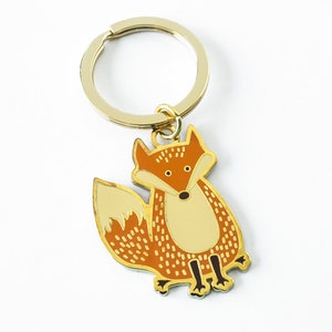 30% OFF - Fox Enamel Keychain - Key Ring - Hard Enamel Keychain - Key Fob -Bag Charm - Kawaii Keyring -Fox accessory - Fox charm