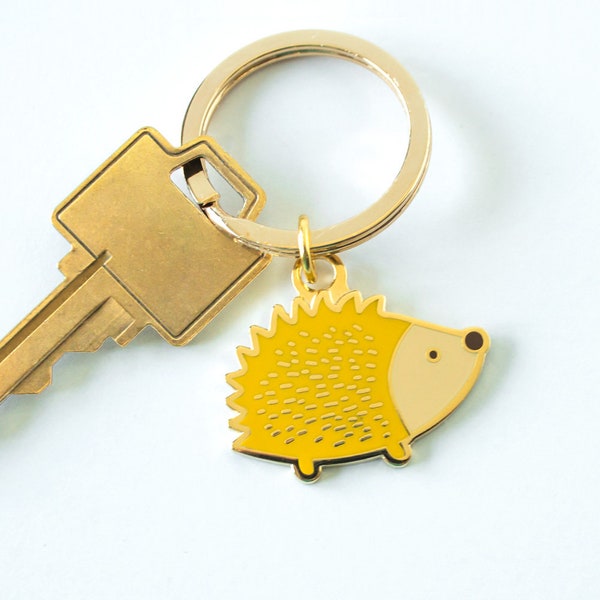 30% OFF - Hedgehog Enamel Keychain - Cute Key Ring - Hard Enamel Keychain - Key Fob - Kawaii Bag Charm - Cute gifts - Hedgehog