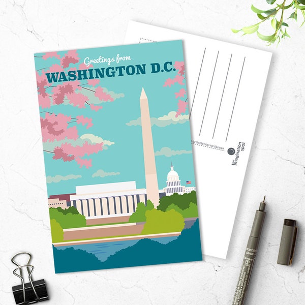 Washington DC Postcard - City postcards - Washington DC postcard set - souvenir - Landmarks - Vintage inspired postcard -Travel postcard