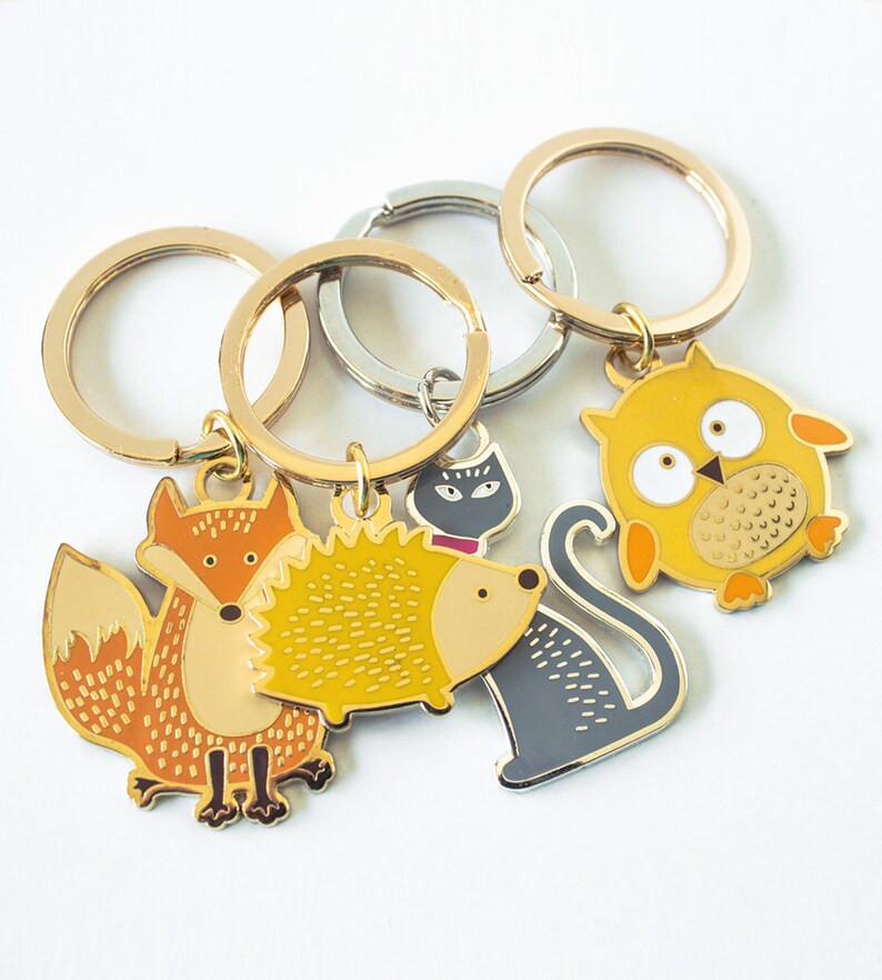 Fox Enamel Keychain Cute Key Ring Hard Enamel Keychain Etsy