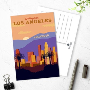Los Angeles city Postcard - City postcards - Los Angeles postcard set - Los Angeles souvenir - Vintage inspired postcard - Travel postcard
