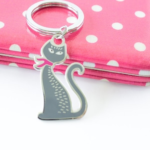 30% OFF - Cat Enamel Keychain - Cute Key Ring - Hard Enamel Keychain - Key Fob - Bag Charm - Kawaii Keyring -Cat accessory -Cat charm