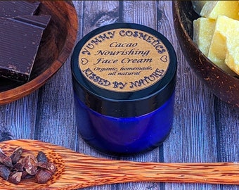 Crema facial de cacao~casera, orgánica, totalmente natural~tarro de vidrio