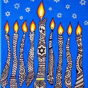 Cartes de voeux de Hanoucca Motifs judaïques juifs Cartes de célébration de Hanoukka Cartes de bénédiction vibrantes avec enveloppes Impression d'art