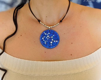 Halskette-Zodiac-Tierkreis-Halskette,Zodiac-Schmuck-Geburtstagsgeschenke, einzigartige Geschenke, Konstellation, handbemalt