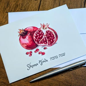 Shana tova Cartões judaicos de romã Cartões de bênção de Rosh Hashanah para o ano novo judaico com envelopes cartões de nota cartões de felicitações שנה טובה
