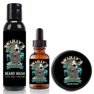Nemesis beard oil, beard balm, & beard wash for men (Cedar, Leather scented)