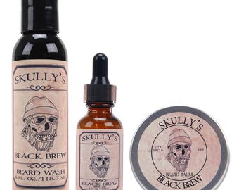 Beard Kit - Coffee Scented - Kit Barba Nutriente ed Ammorbidente - Kit barba Combo Olio da Barba, Balsamo e Lavaggio per uomo