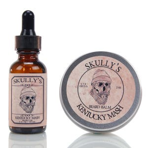 Skully&#39;s Kentucky Mash Beard oil, Beard wash and Beard balm | Sandalwood, Bourbon and spice scented beard oil and balm fore men