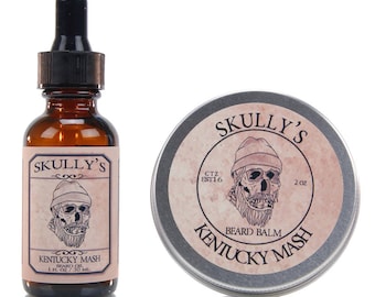 Skully's Kentucky Mash Olio da barba, Balsamo barba e Balsamo barba / Sandalo, Bourbon e spezie profumato olio da barba e balsamo per gli uomini