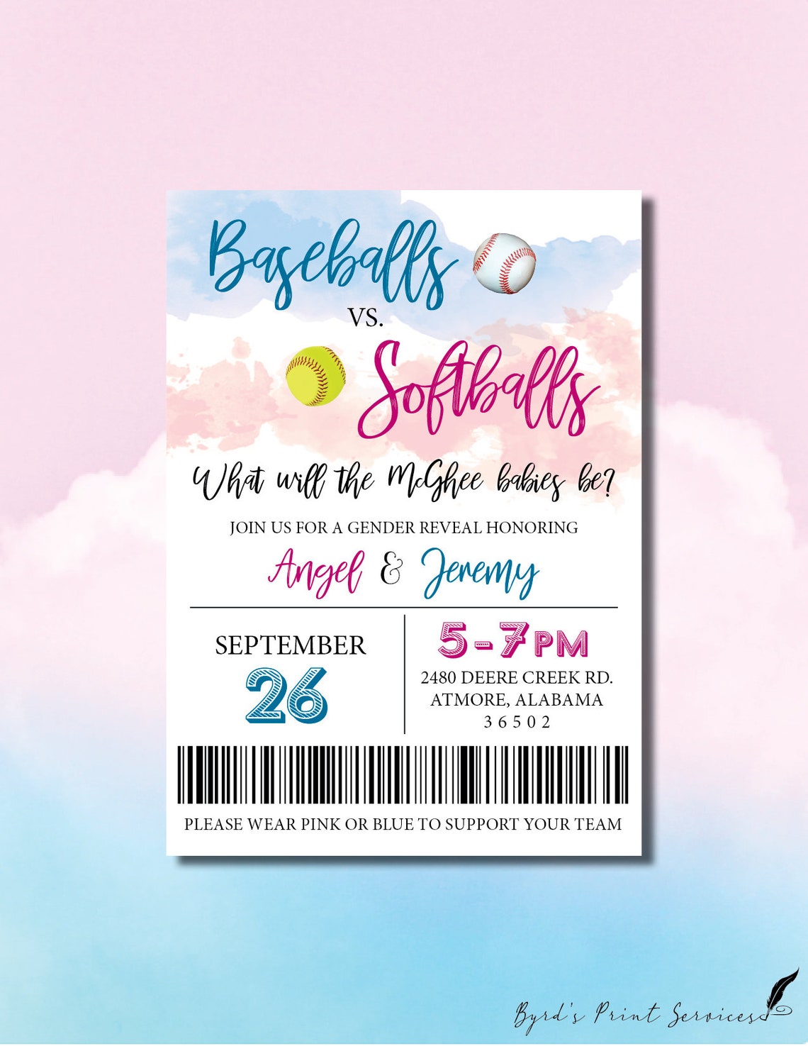 Baseball/Softball Theme Gender Reveal Etsy