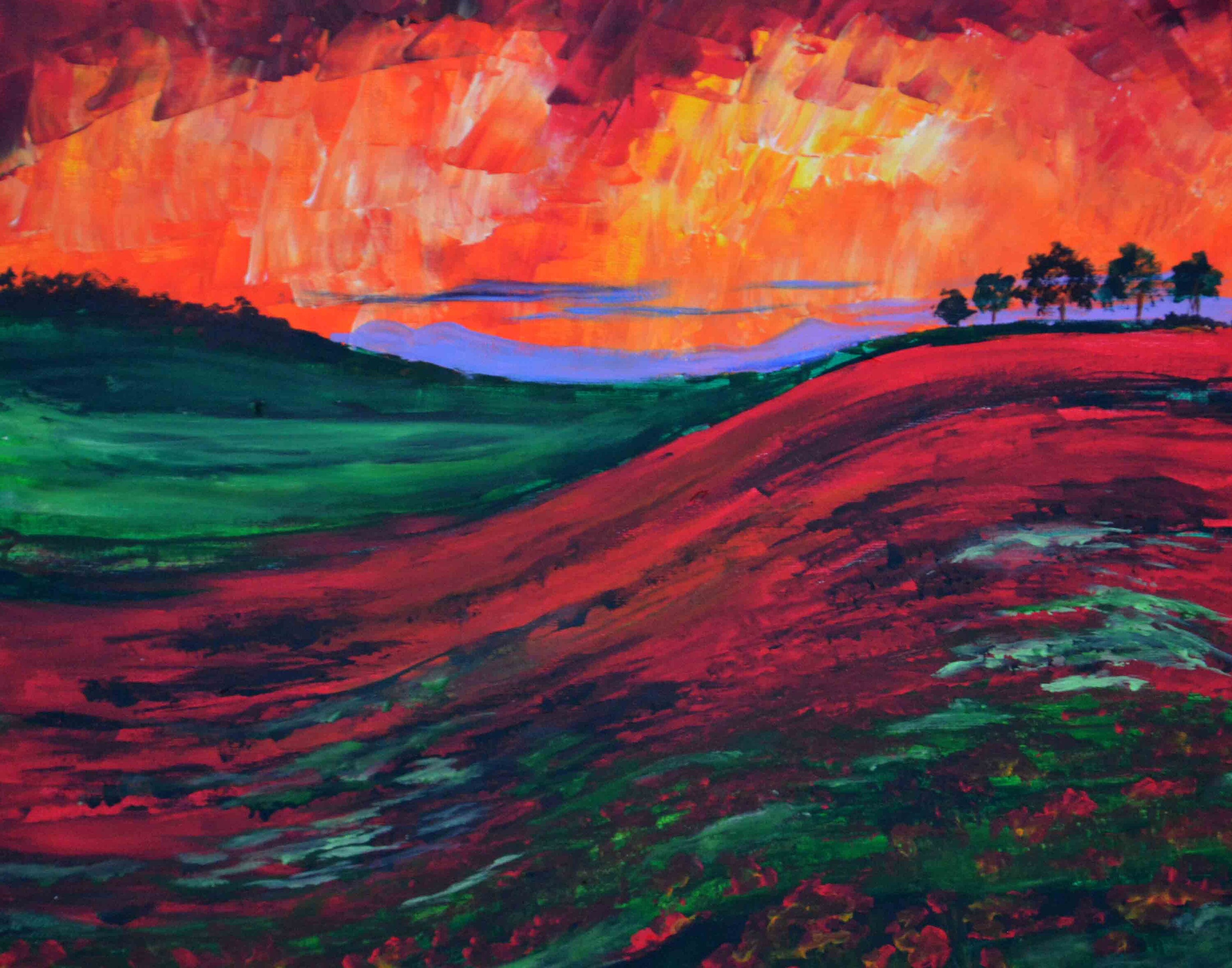 Poppy Field Acrylic Original Painting