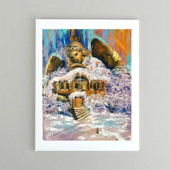 Original Guardian Angel of the house painting Guardian Angel Etsy