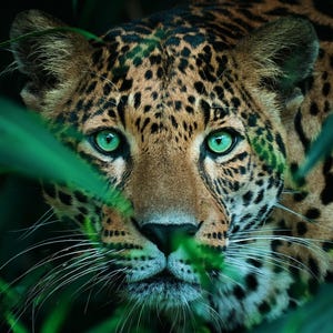 Leopard with Green Eyes Jungle Art Image for Prints and Wall Decor
