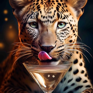 Leopard Martini Art Print: Exotic Big Cat Cocktail Photography (Digital Download)