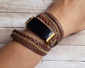 Braided Vegan Leather Fitbit Luxe Band: Boho Chic Bracelet