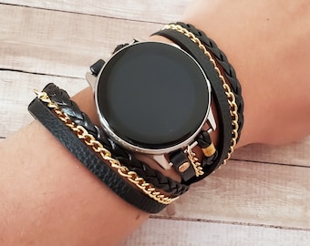 Boho Chic Samsung Galaxy Watch Band 6 5 4 3 2 White Black 