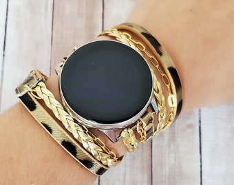 Gold Boho Chic Samsung Galaxy 6 5 4 3 2 Active Watch Band PoshBracelet para Samsung Galaxy Active Watch Active 3 (41MM), Brazalete Samsung