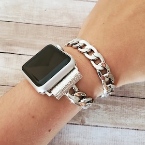 Silver Chain Apple Watch Bracelet 38 40 41 42 44 45mm Sparkling