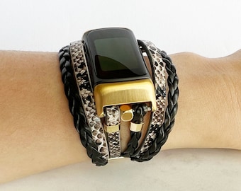 Correa de piel de serpiente para Fitbit Charge 5 y 6, unisex, ideal como regalo para esposa, amiga o mamá.