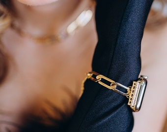 Bracciale Apple Watch in metallo misto tricolore, bracciale di design placcato oro rosa argento oro 18 carati per iWatch 38-49mm, iWatch 9-1 SE Ultra/2, regalo