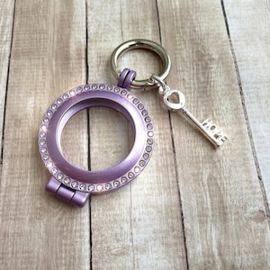 Purple Airtag Holder: Crystal Rhinestone Tracker Keychain