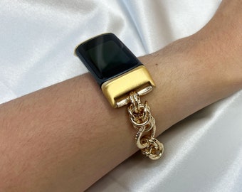 Pulsera de cadena trenzada dorada para Fitbit Charge 6 5 Correa de reloj dorada de lujo para Fitbit Charge 5 6, brazalete elegante, pulsera dorada