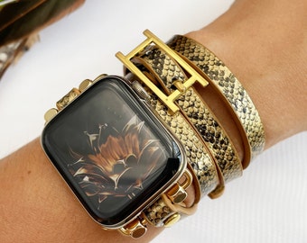 Gold Snake Apple Watch Band, Chic Layered Apple Watch Cuff, Apple Watch Bracelet Band, Custom Wristband, Unisex Handmade Armband, Gift