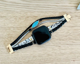 Dressy Layered Fitbit Versa 2 Watch Band Handmade Vegan Leather Braided Bracelet for Fitbit Versa Versa Lite Band Versa 2 Band Handmade Gift