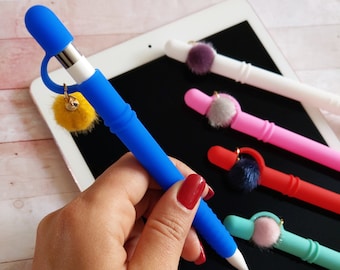 Apple Pencil Sleeve: Silicone Case with Pom Pom Charm