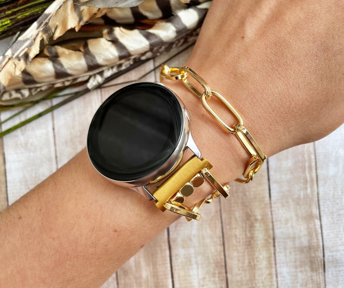 Gold Link Chain Samsung Galaxy Watch Band 40 44mm Multi Wrap Etsy