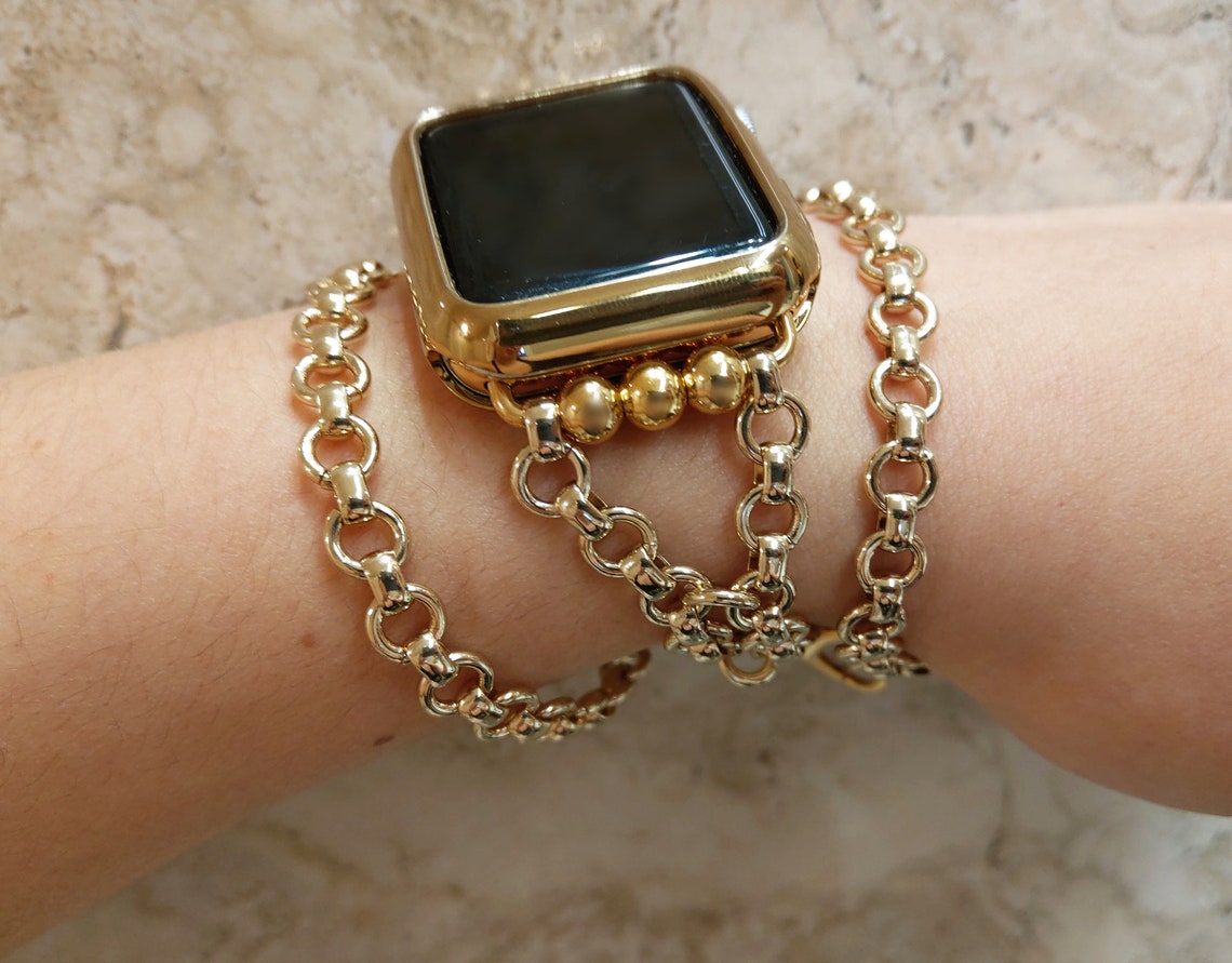 Gold Chain Apple Watch Band Unisex Chain Link Iwatch Bracelet Etsy