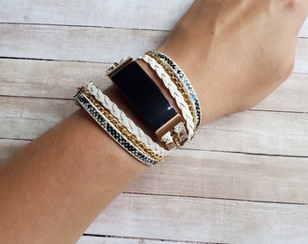 Boho Chic Fitbit LUXE Band Vegan Leather Braided Fancy Fitbit Luxe Strap  Bohemian Hippie Bracelet for Fitbit Luxe Best Gift 