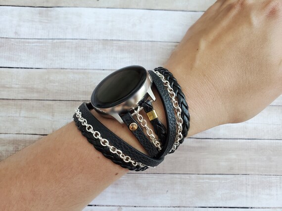 Boho Hippie Samsung Galaxy Active 6 5 4 2 Watch Band Black Vegan