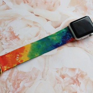 Rainbow Fog Apple Watch Band 38 40 41 42 44 45 49 mm, Unisex Handmade Fitness Strap, Pride Sport Elastic Band for iWatch 8 7 6 5 4 3 SE