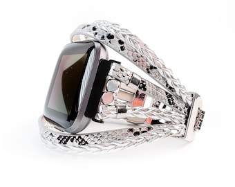 Bracelet for Fitbit SENSE 2 and Versa 4, Stylish Snake Pattern Layered Watch Band