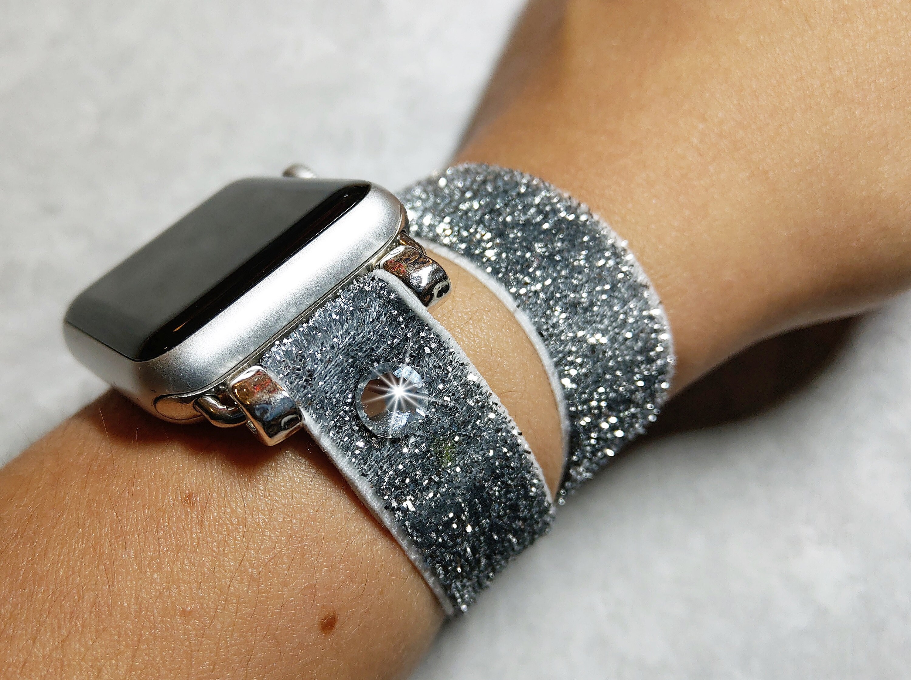 Glitter silicone apple store watch band