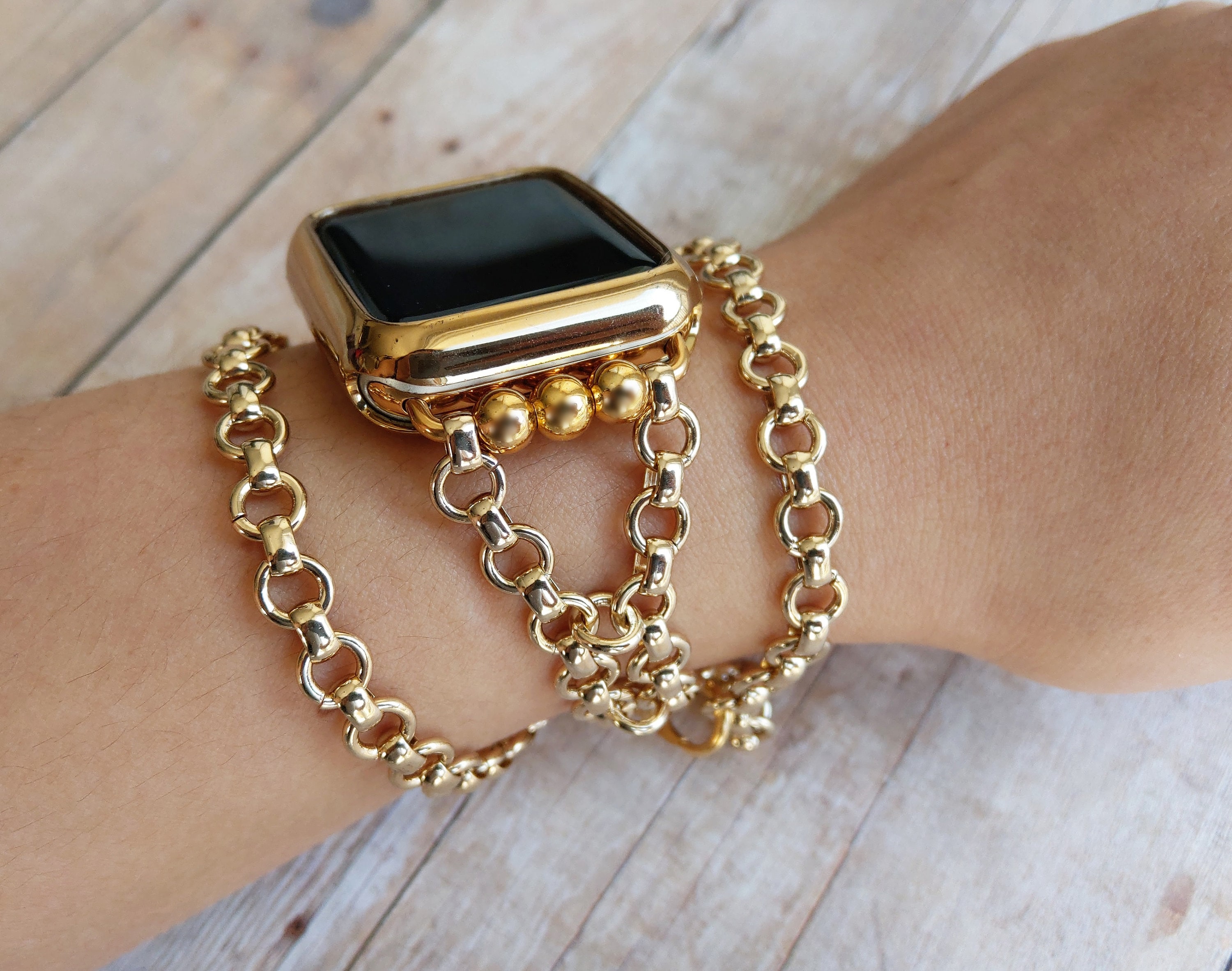 Gold Chain Apple Watch Band Unisex Chain Link Iwatch Bracelet Etsy UK