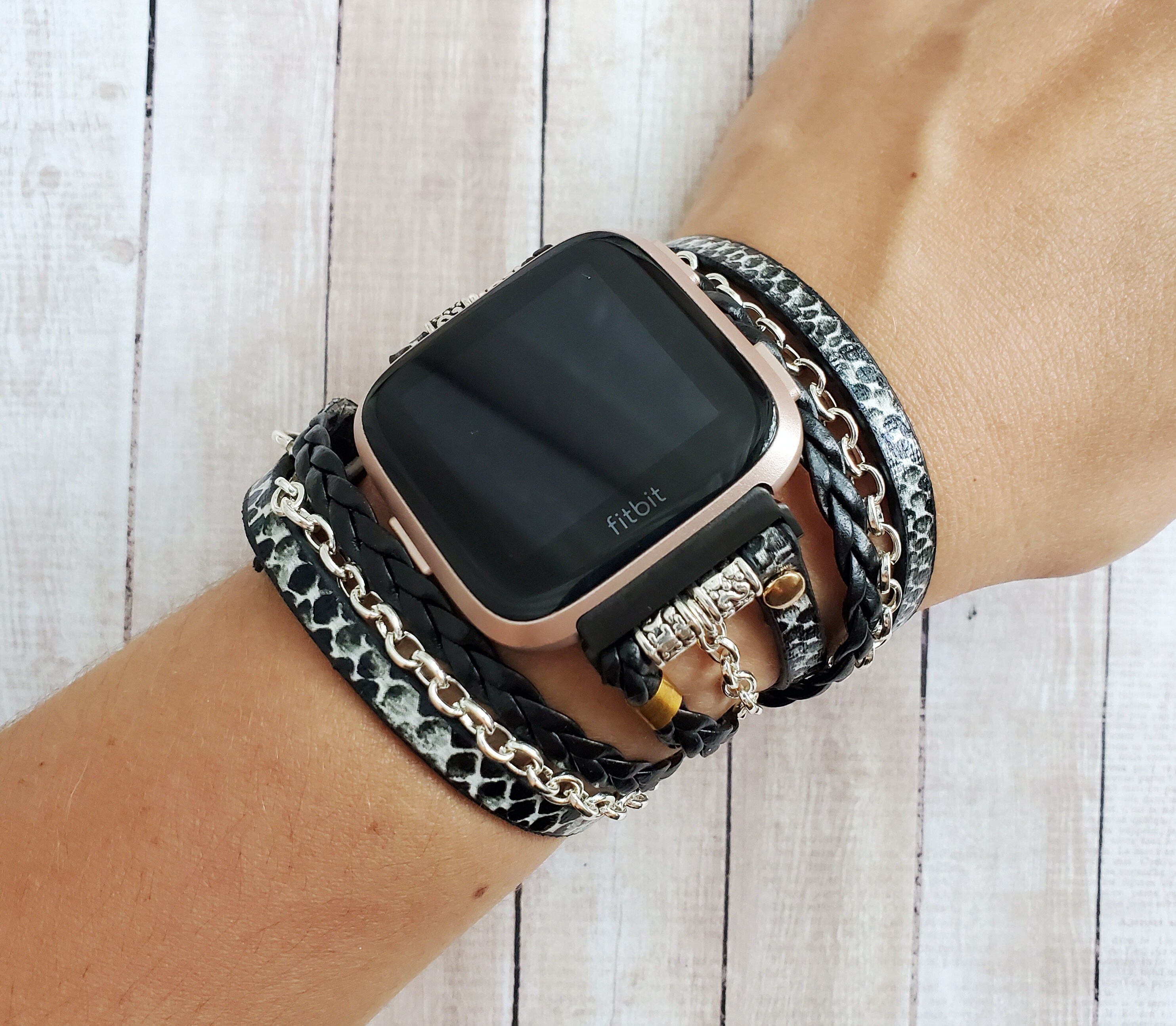 Boho Chic Fitbit LUXE Band Vegan Leather Braided Fancy Fitbit Luxe Strap  Bohemian Hippie Bracelet for Fitbit Luxe Best Gift 