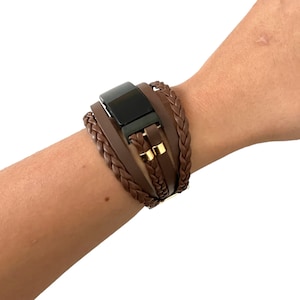 Braun Gold Fitbit Inspire 3 Uhrenarmband, Lederarmband für Fitbit Inspire 3, Fitbit Armband, schickes Band, Geschenk für Sie