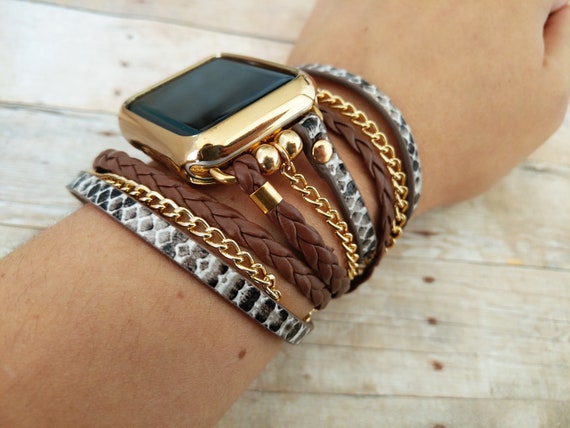 Chic Apple Watch Band Gold Brown Apple Watch Bracelet Stylish