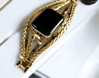 Gold Apple Watch Armband für 49 45 44 42 41 40 38mm 9-1 SE Ultra / 2, Mode-Armband, Designeruhrarmband, Unisex-Luxusgeschenk